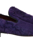 Dolce & Gabbana Plush Purple Sheep Fur Loafers