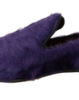 Dolce & Gabbana Plush Purple Sheep Fur Loafers