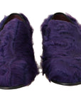 Dolce & Gabbana Plush Purple Sheep Fur Loafers