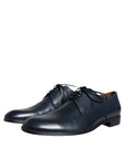 Dolce & Gabbana Navy Blue Leather Derby Dress Formal Shoes