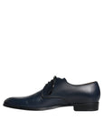 Dolce & Gabbana Navy Blue Leather Derby Dress Formal Shoes