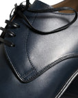 Dolce & Gabbana Navy Blue Leather Derby Dress Formal Shoes