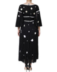 Dolce & Gabbana Black Silk Daisy A-line Long Maxi Dress