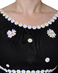 Dolce & Gabbana Black Silk Daisy A-line Long Maxi Dress