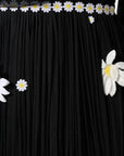 Dolce & Gabbana Black Silk Daisy A-line Long Maxi Dress