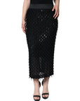 Dolce & Gabbana Black Embellished Pencil Cut Midi Skirt