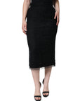 Dolce & Gabbana Black Virgin Wool Pencil Cut Midi Skirt