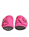 Dolce & Gabbana Pink Black Crystal Slides Sandals Shoes