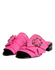 Dolce & Gabbana Pink Black Crystal Slides Sandals Shoes