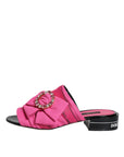 Dolce & Gabbana Pink Black Crystal Slides Sandals Shoes