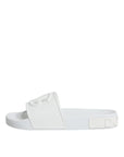 Dolce & Gabbana White Rubber Slides Sandals Beachwear Shoes