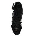 Dolce & Gabbana Black Tulle Stretch Heels Sandals Shoes