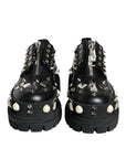Dolce & Gabbana Black Leather Embellished Derby Formal Shoes