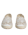 Dolce & Gabbana White Lace Viscose Espadrilles Flats Shoes