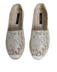 Dolce & Gabbana White Lace Viscose Espadrilles Flats Shoes