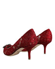 Dolce & Gabbana Red Taormina Lace Crystal Heels Pumps Shoes