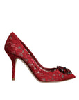Dolce & Gabbana Red Taormina Lace Crystal Heels Pumps Shoes