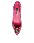 Dolce & Gabbana Pink Taormina Lace Crystal Heels Pumps Shoes