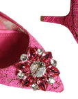 Dolce & Gabbana Pink Taormina Lace Crystal Heels Pumps Shoes