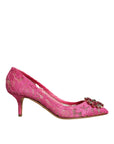 Dolce & Gabbana Pink Taormina Lace Crystal Heels Pumps Shoes