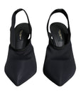 Dolce & Gabbana Black Jersey Stretch Heels Slingback Shoes