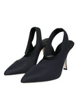Dolce & Gabbana Black Jersey Stretch Heels Slingback Shoes