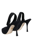 Dolce & Gabbana Black Jersey Stretch Heels Slingback Shoes