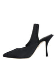 Dolce & Gabbana Black Jersey Stretch Heels Slingback Shoes