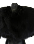 Dolce & Gabbana Elegant Black Silver Fox Fur Wrap Scarf