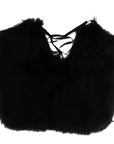 Dolce & Gabbana Elegant Black Silver Fox Fur Wrap Scarf