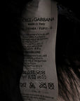 Dolce & Gabbana Elegant Black Silver Fox Fur Wrap Scarf
