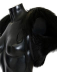 Dolce & Gabbana Elegant Black Silver Fox Fur Scarf