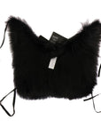 Dolce & Gabbana Elegant Black Silver Fox Fur Scarf
