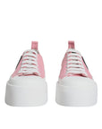 Dolce & Gabbana Pink White Canvas Logo Low Top Sneakers Shoes