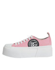 Dolce & Gabbana Pink White Canvas Logo Low Top Sneakers Shoes