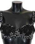 Dolce & Gabbana Elegant Black Floral Lace Silk Bra