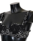 Dolce & Gabbana Elegant Black Floral Lace Silk Bra