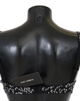 Dolce & Gabbana Elegant Black Floral Lace Silk Bra
