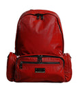 Dolce & Gabbana Red Patent Leather Logo Plaque Backpack Bag