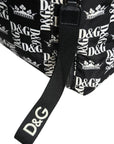 Dolce & Gabbana Black White DG Crown Logo Nylon Backpack Bag