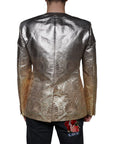 Dolce & Gabbana Gold Jacquard Single Breasted Dress Blazer