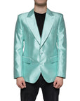 Dolce & Gabbana Mint Green Silk Single Breasted Coat Blazer