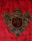 Dolce & Gabbana Red Quilted Bomber Gold Crown Logo Jacket