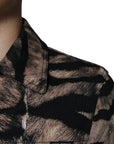 Dolce & Gabbana Brown Tiger Button Down Collared Jacket