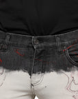 Dolce & Gabbana Black White Printed Skinny Men Denim Jeans