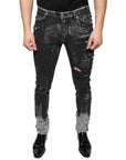 Dolce & Gabbana Black Embellished Cotton Skinny Denim Jeans