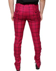 Dolce & Gabbana Pink Checkered Wool Skinny Pants