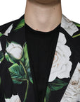 Dolce & Gabbana Black Rose Cotton Men Formal 2 Piece Suit
