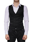 Dolce & Gabbana Black Wool Waistcoat Dress Formal Vest