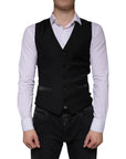 Dolce & Gabbana Black Wool Waistcoat Dress Formal Vest